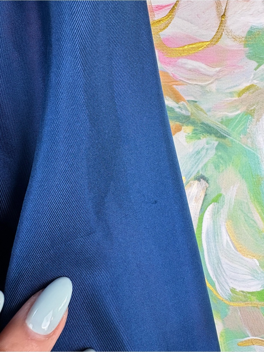 Marie Oliver 100% Silk Blue Puff Sleeve Split Neck Blouse Size S - Picture 9 of 11
